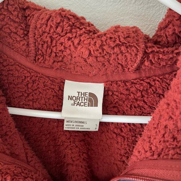 The North Face Red 1/4 Zip Sherpa Fleece Pullover Hood (S Mens) - Picture 5 of 8